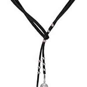 Boho Brown Wrap Velvet Choker Long Chain Tassels Necklace for Women Black